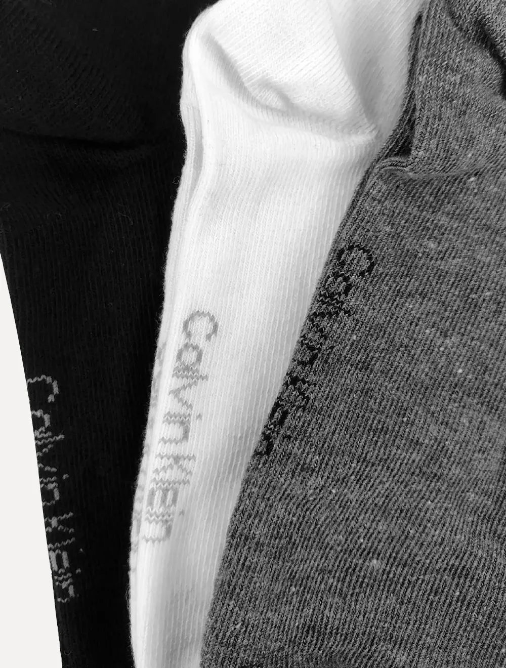 Meia Calvin Klein Cano Curto CK Preta Branca e Cinza Kit 3 Pares