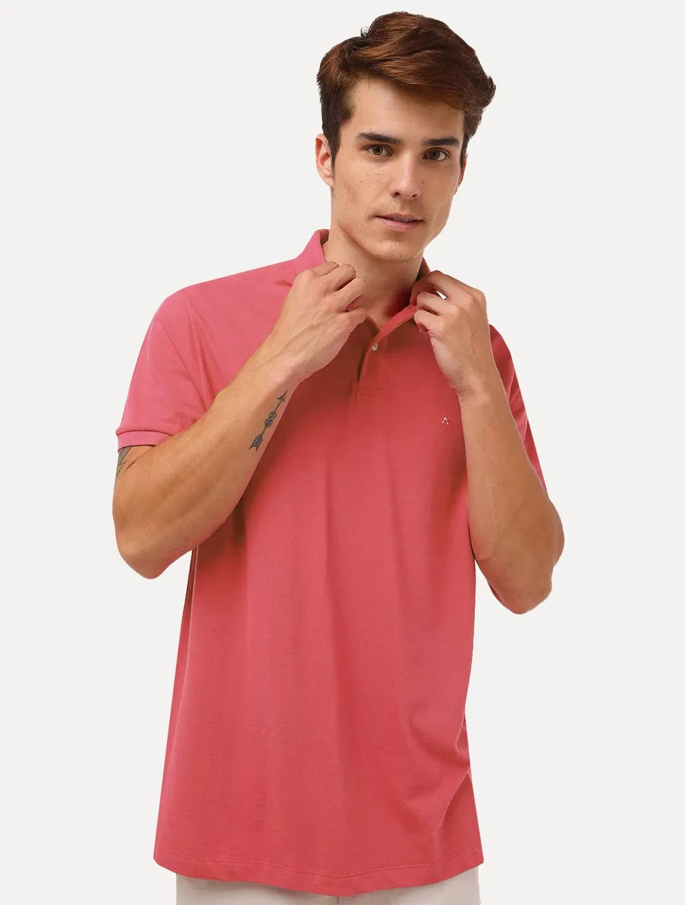 Polo Aramis Masculina Basic Piquet Rosa Coral