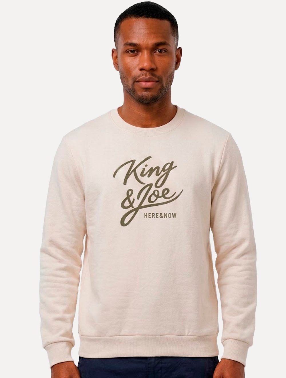 Blusão King & Joe Masculino Moletom Crewneck Signature Areia