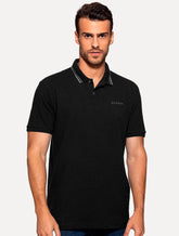 Polo Guess Masculina Piquet Silk Peito Frisos Gola Preta