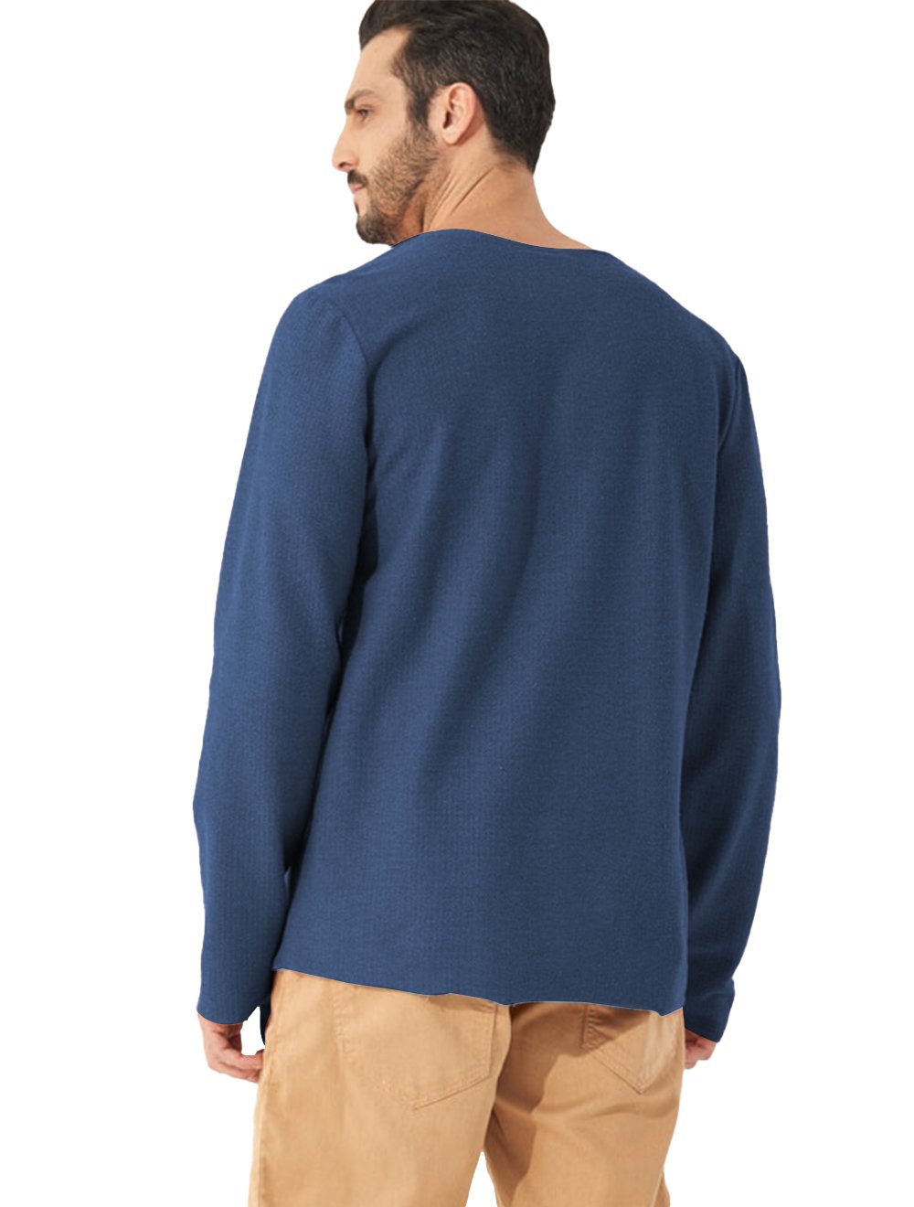 Moletom Colcci Crewneck Texture Refile Azul Marinho Mescla