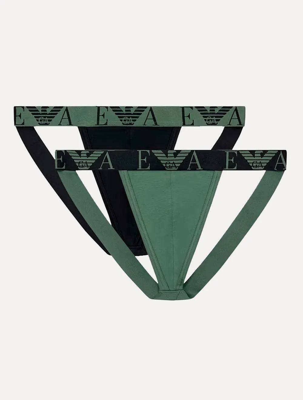 Kit Cuecas Emporio Armani Jockstrap EA Monogram Preta e Verde