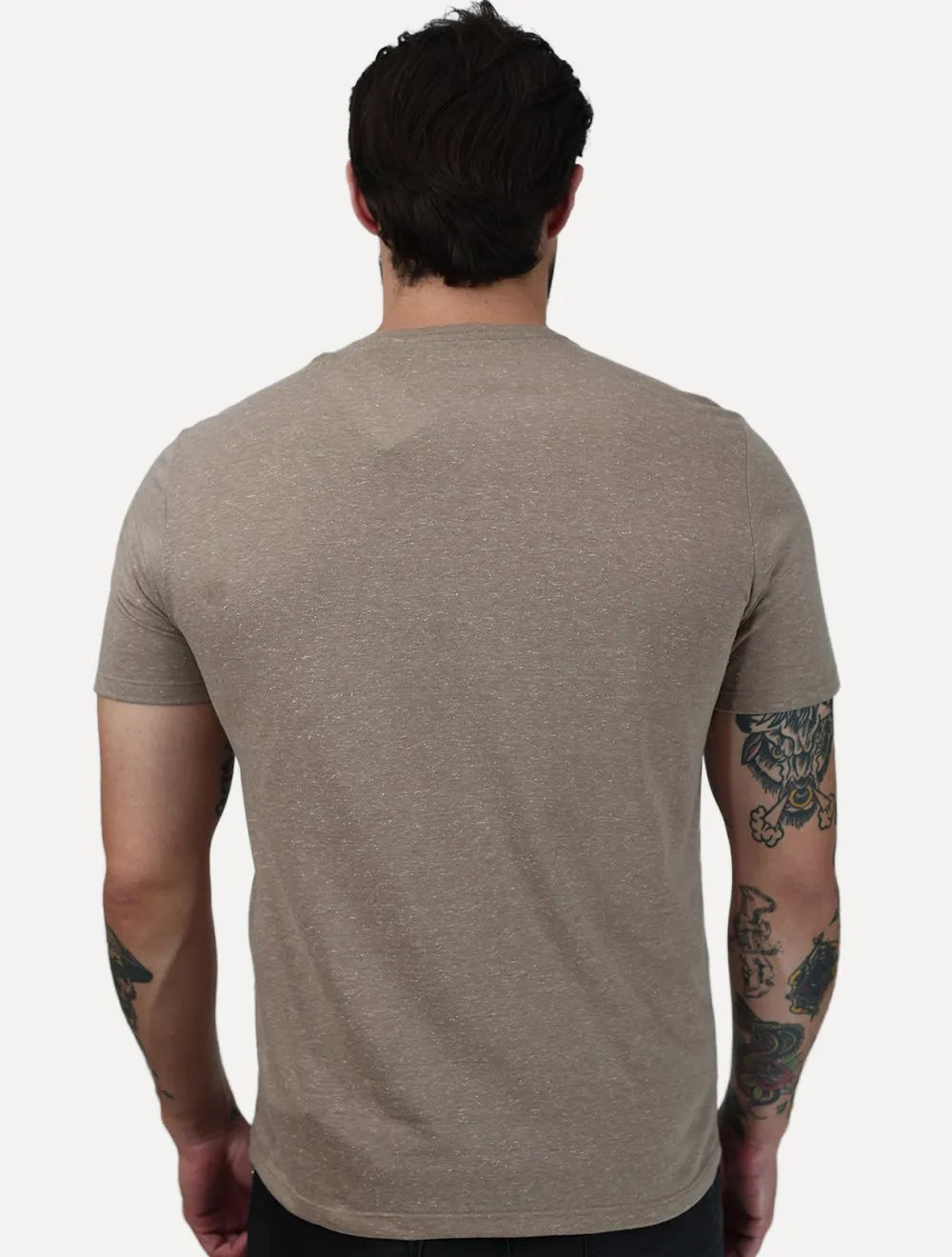 Camiseta Calvin Klein Jeans Masculina Botonê Cáqui