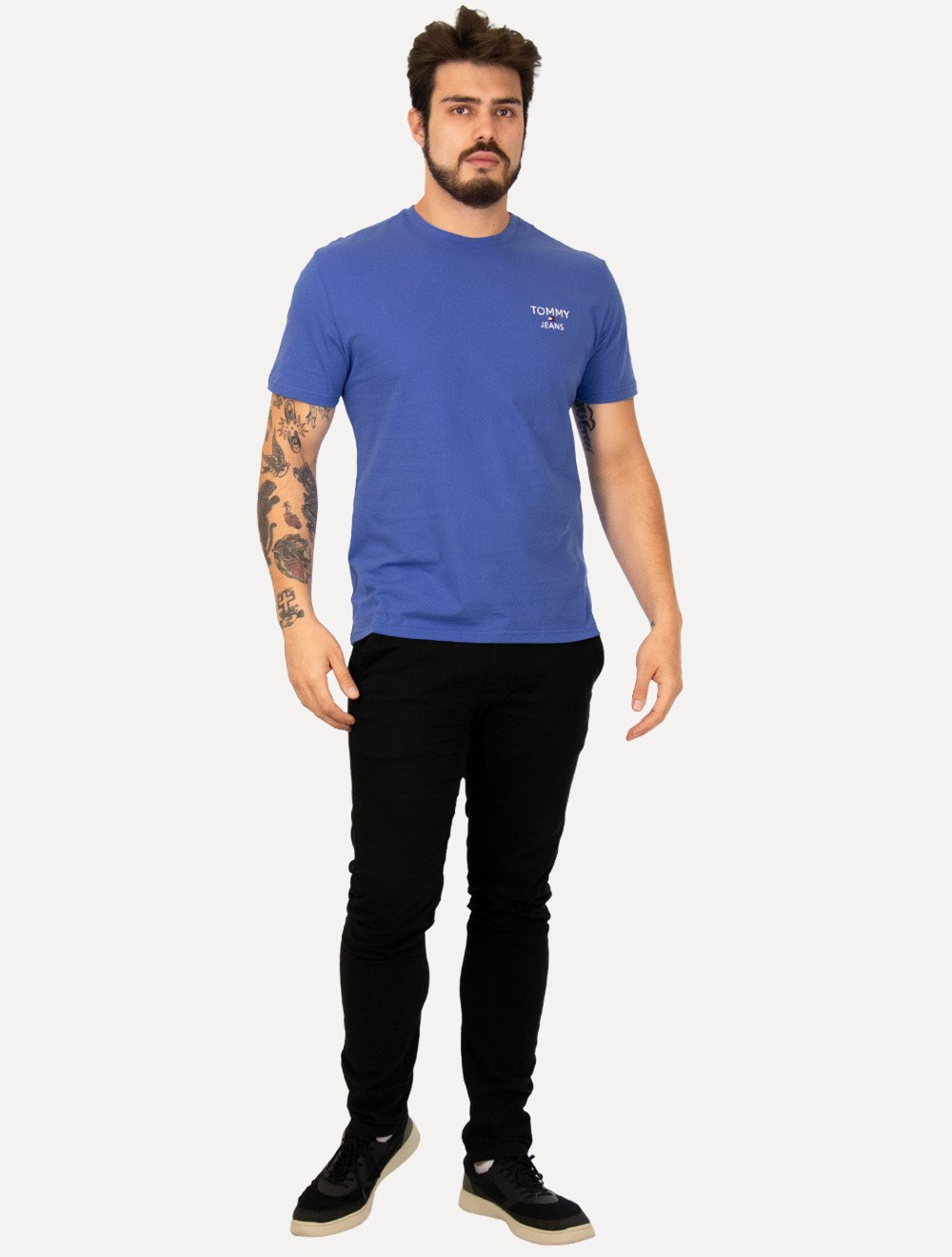Camiseta Tommy Jeans Masculina Regular Corp Chest Azul Royal