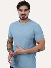 Camiseta Ellus Masculina Cotton Washed Origin. Classic Azul Claro