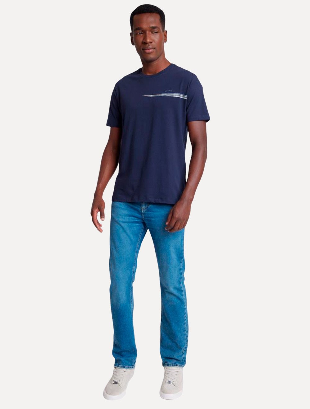 Camiseta Aramis Masculina Estampa Faixas Peito Azul Marinho