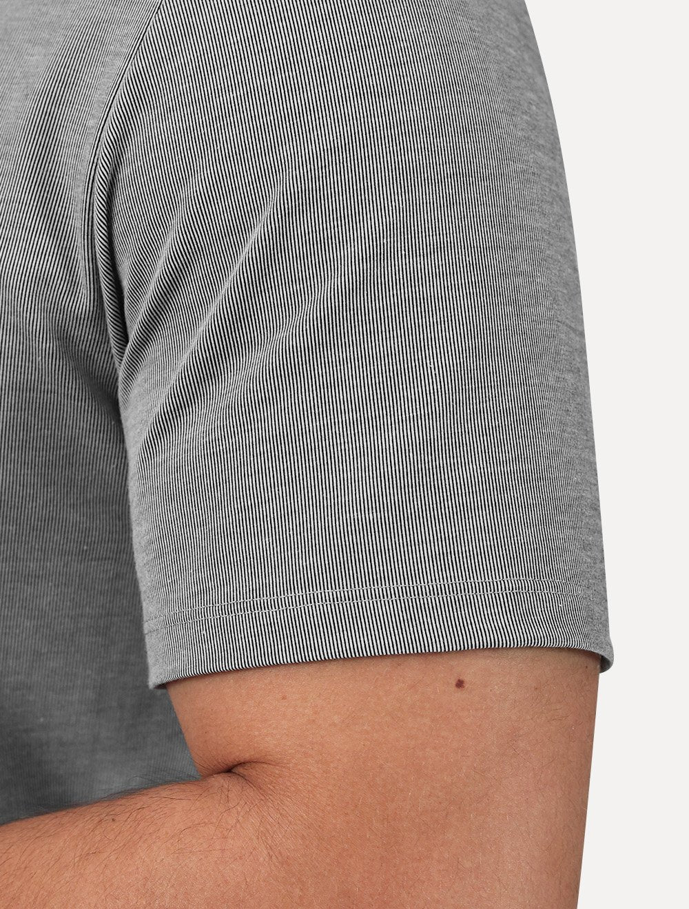 Camiseta Dudalina Masculina Essentials Mini Stripe Vertical Cinza Claro