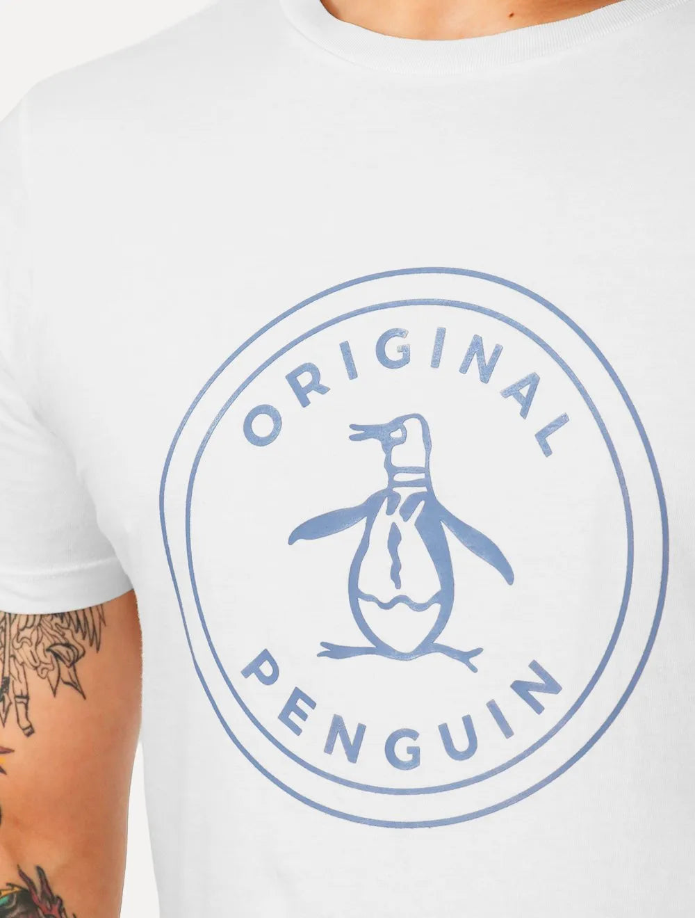 Camiseta Original Penguin Masculina Blue Circle Logo Branca