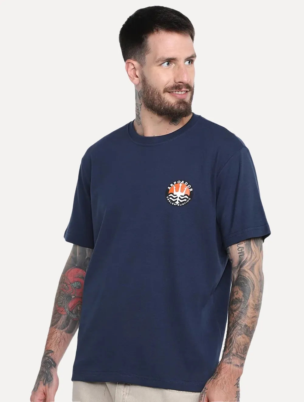Camiseta Osklen Masculina Regular Big Shirt Arpoador Selo Azul Marinho