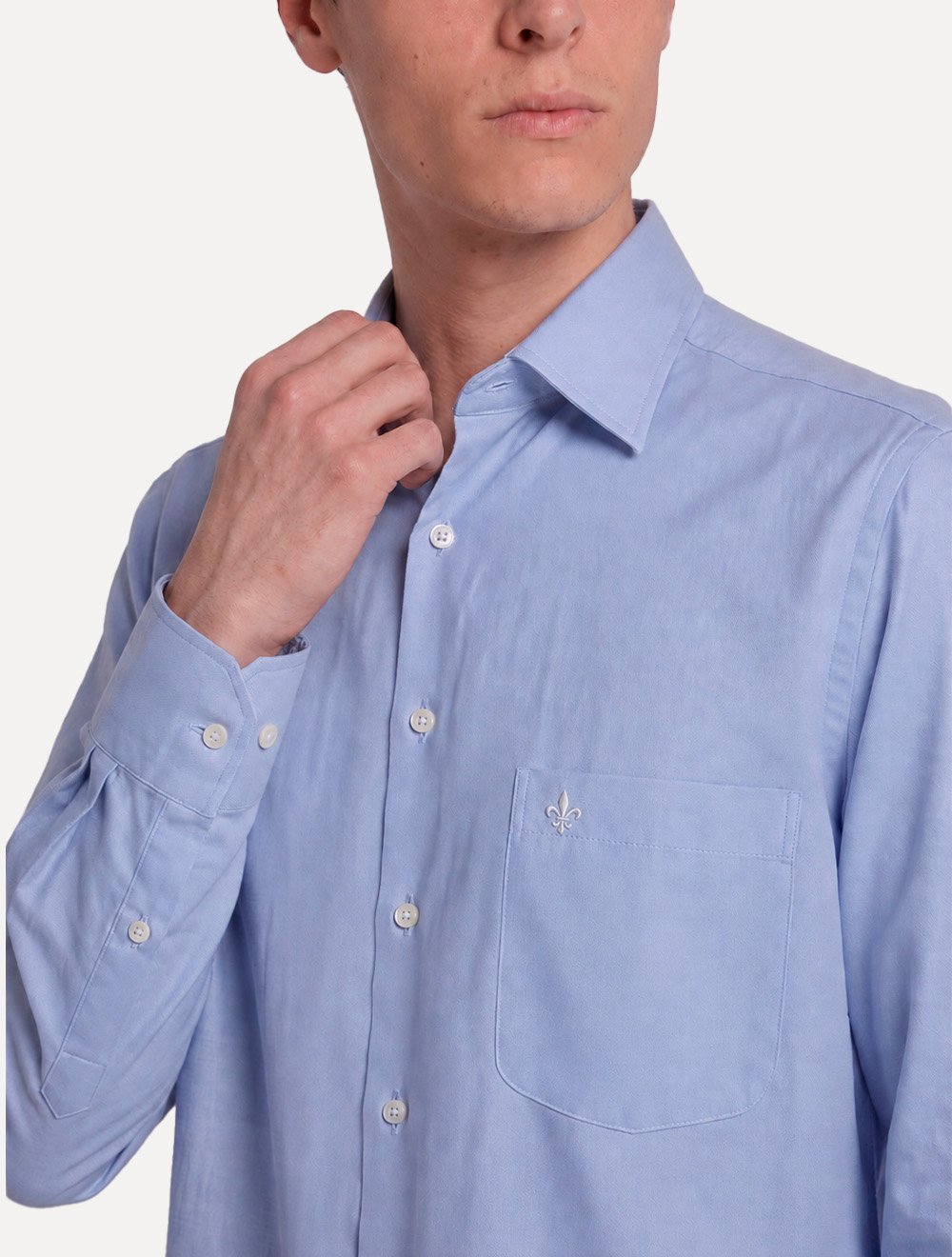 Camisa Dudalina Masculina Essentials Comfort Superfine Cotton Azul Médio