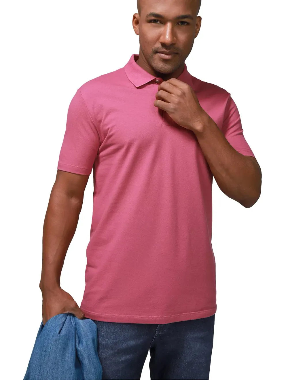 Polo Calvin Klein Jeans Masculina Piquet Omega Logo Rosa Escuro