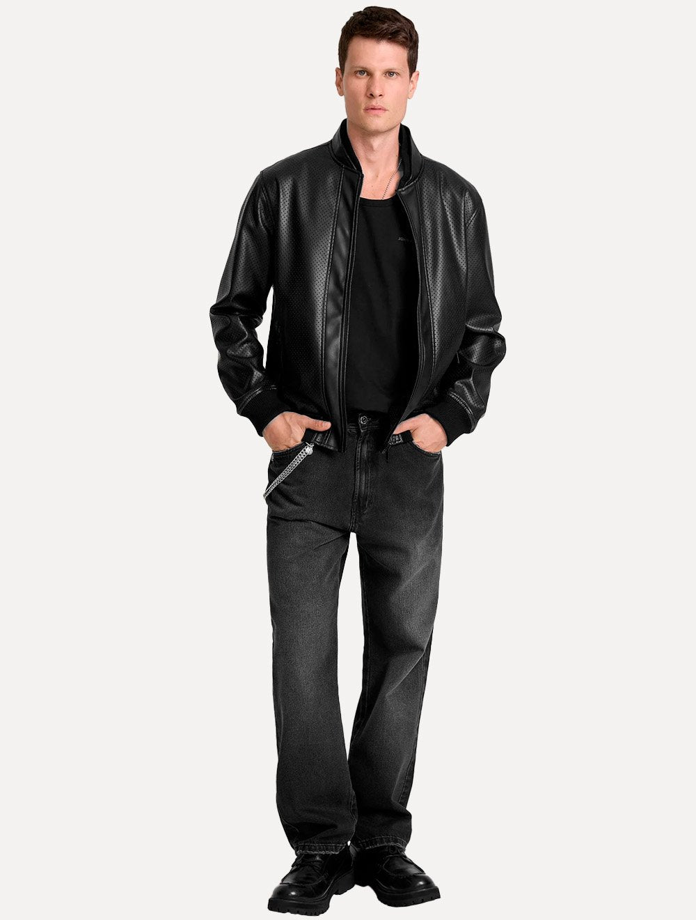 Regata John John Masculina New Regular Fit Rubber Logo Preto