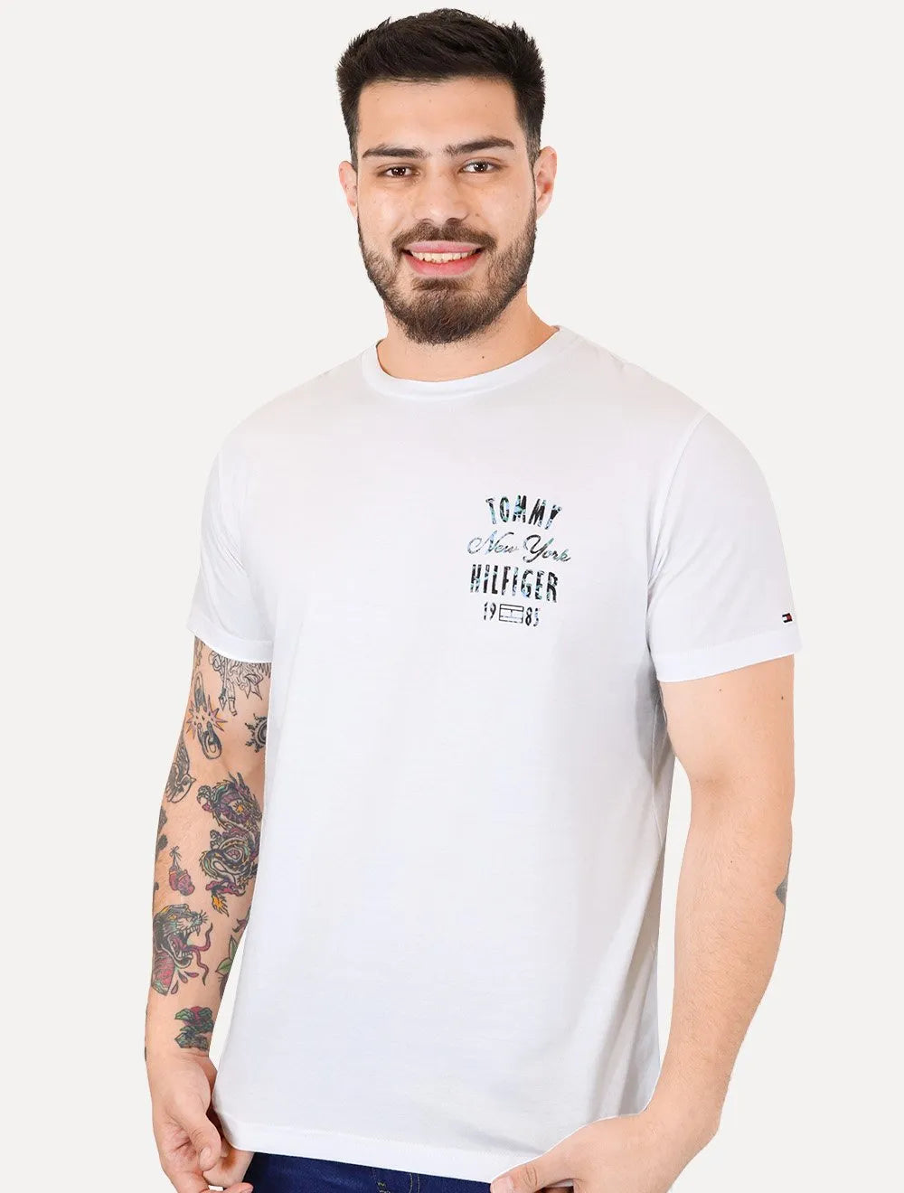 Camiseta Tommy Hilfiger Masculina Inverse Climate Tee Logo Branco