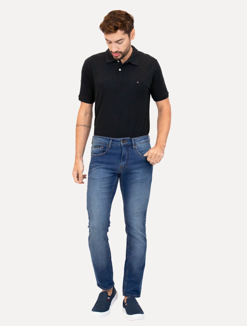 Calça Calvin Klein Jeans Masculina Skinny 5 Pockets Stretch Cintura Baixa Clara
