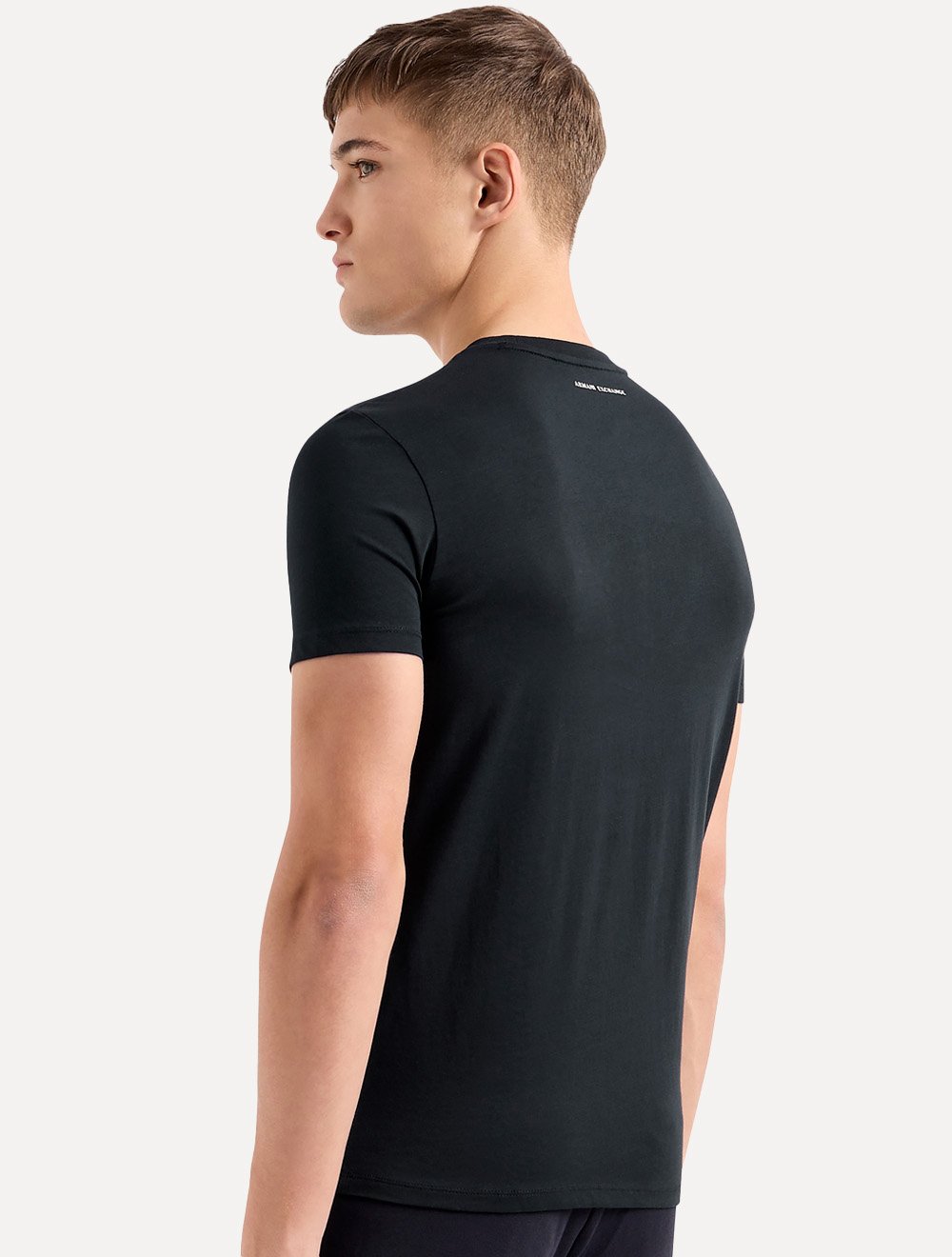 Camiseta Armani Exchange Masculina Slim Fit com Logo Gráfico Azul Marinho