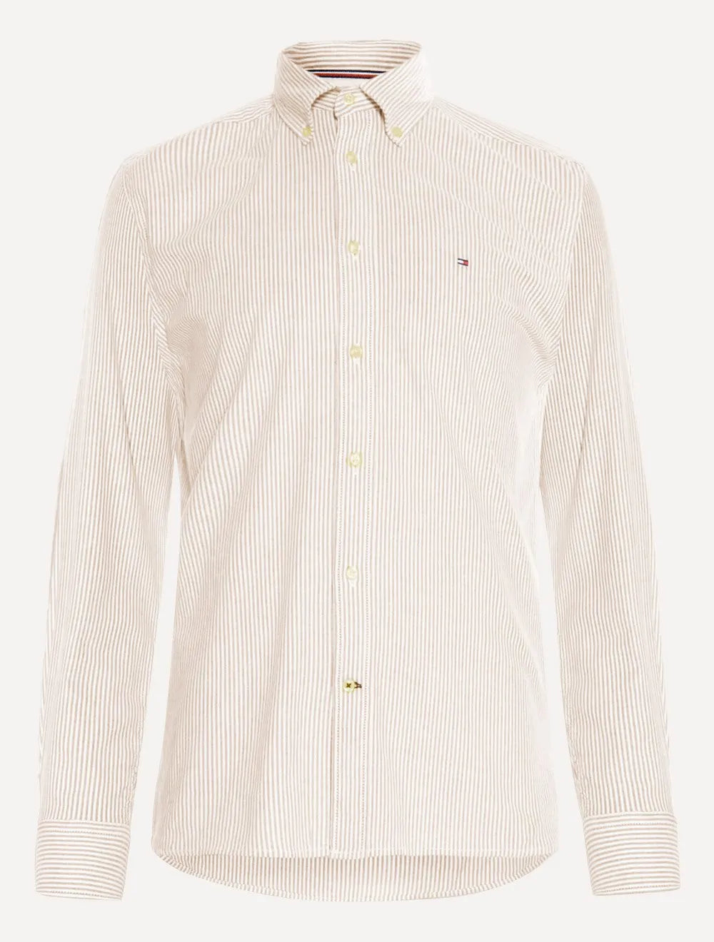 Camisa Tommy Hilfiger Masculina Regular Oxford Striped Cáqui