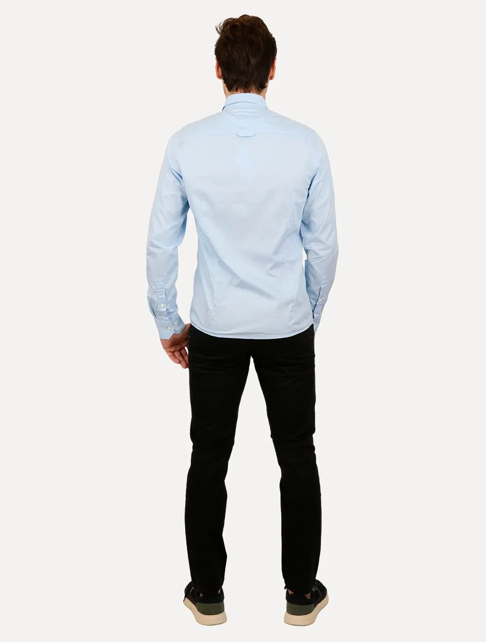 Camisa Tommy Jeans Masculina Slim Original Stretch Azul Claro