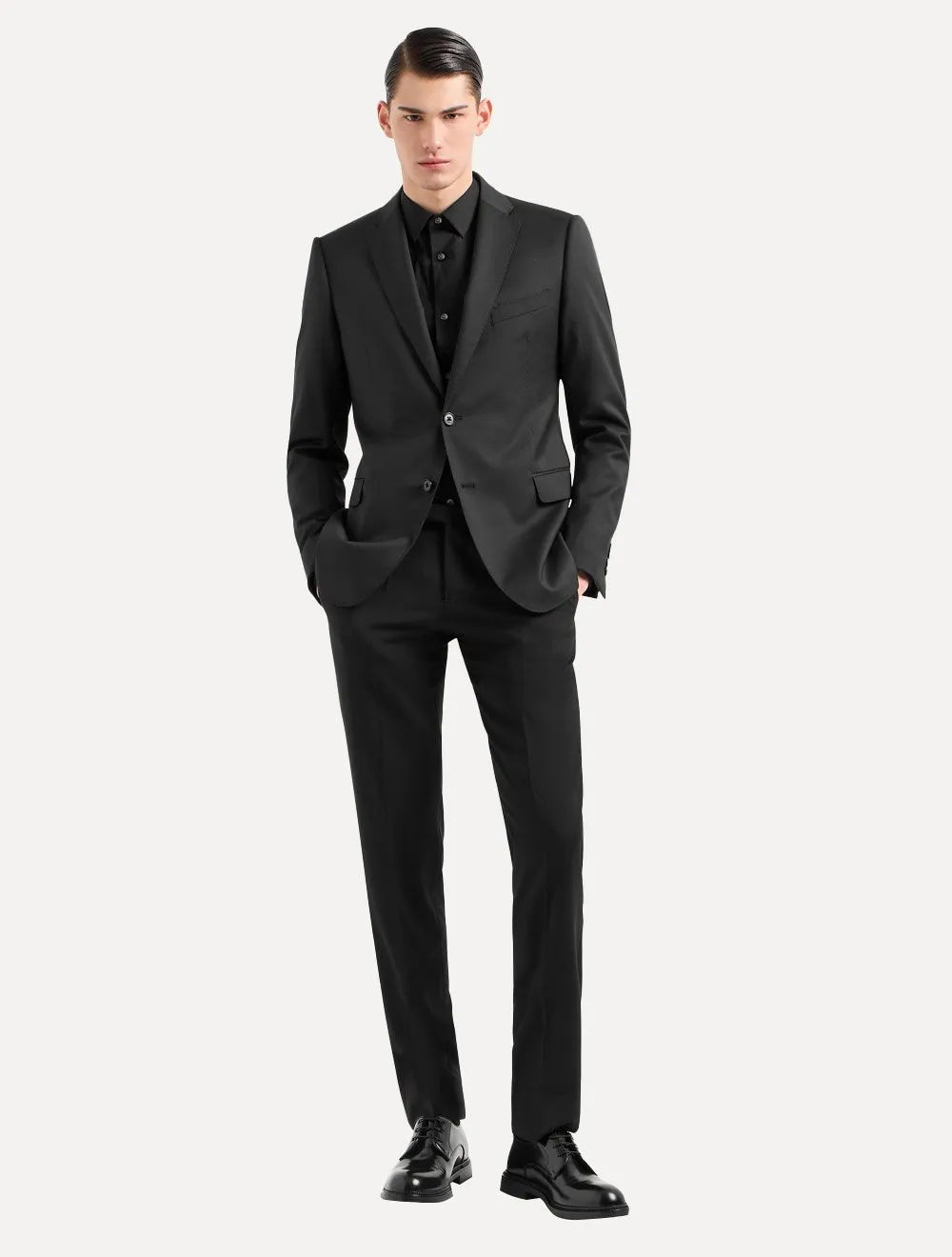 Camisa Empório Armani Masculina Stretch Embroidered Mono Logo Preta