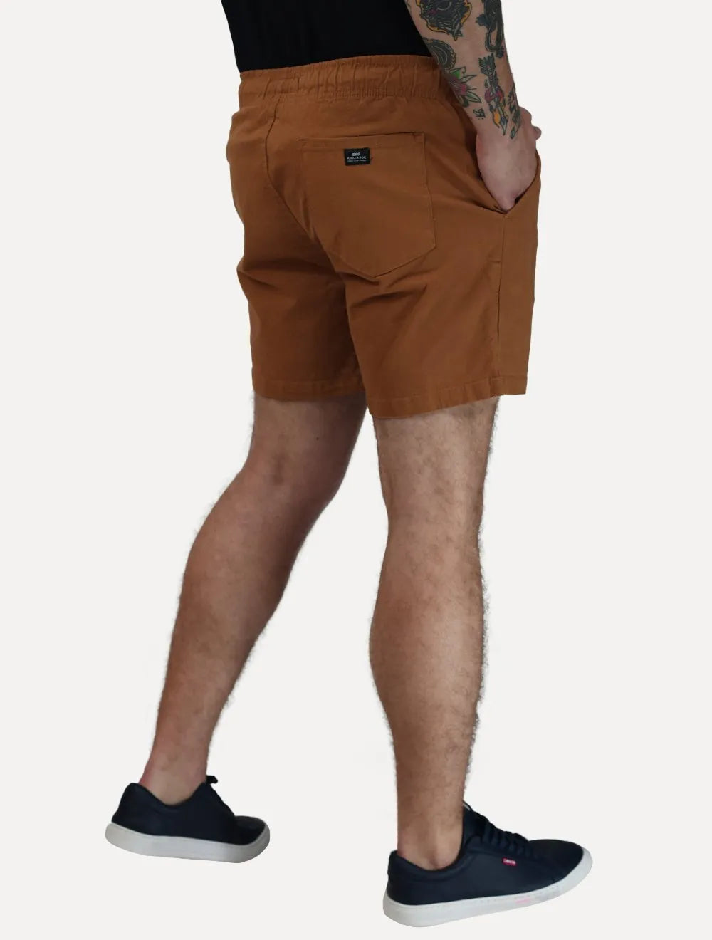 Short King & Joe Masculina Sarja Flex Twill Peach Marrom