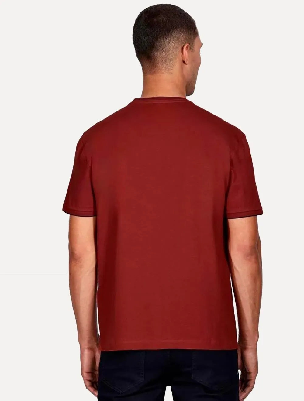 Camiseta Aramis Masculina Navy Friso Gola Vermelho