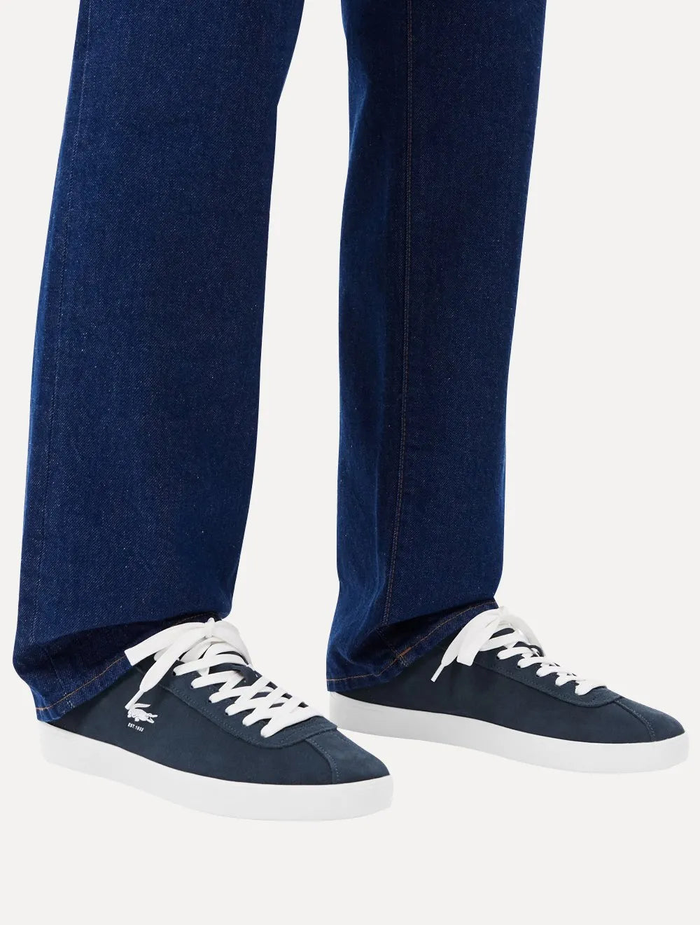 Tênis Lacoste Masculino Couro Suede Baseshot Nvy/Wht Azu Marinho