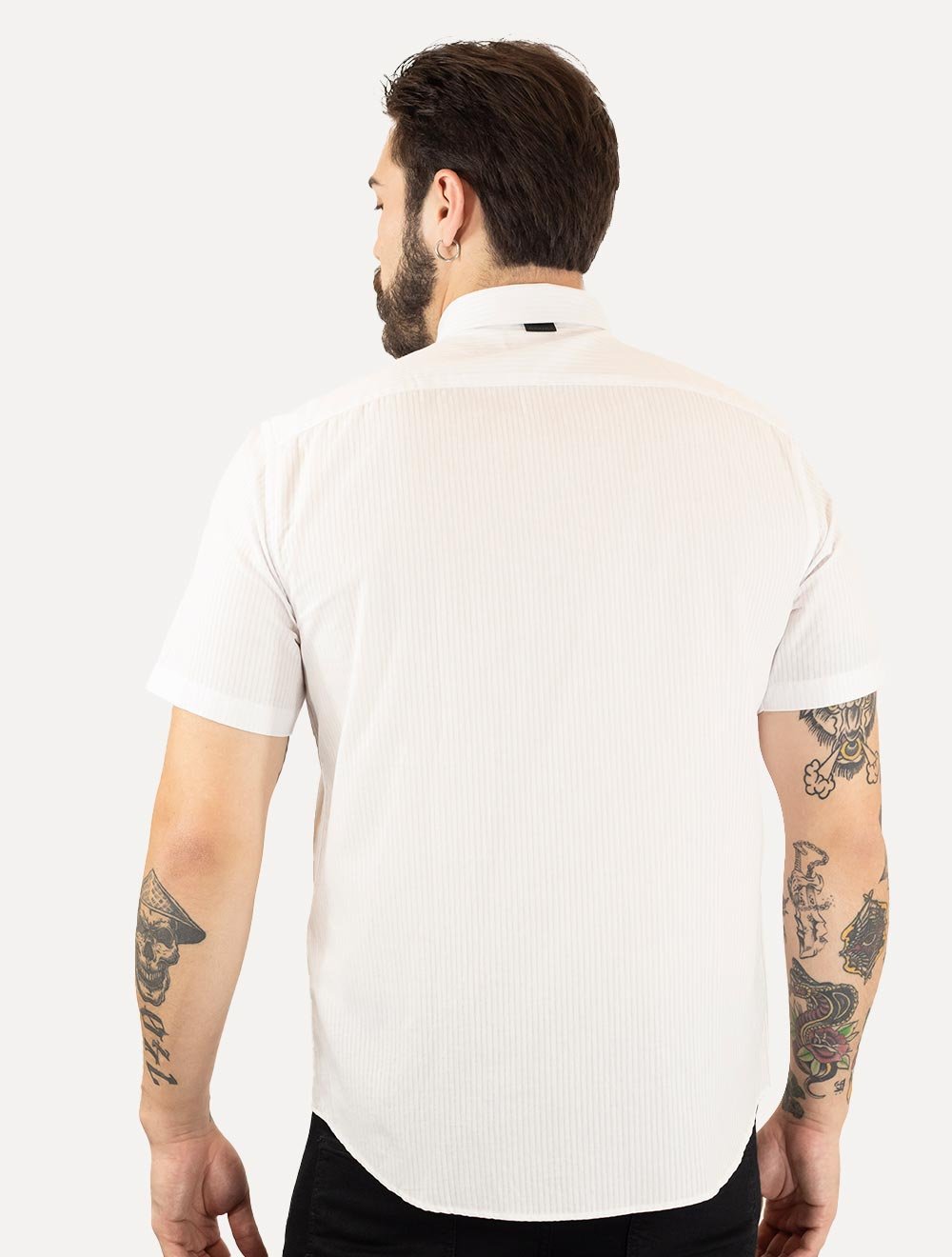 Camisa Aramis Masculina Slim Algodão Textura Listrada Branca
