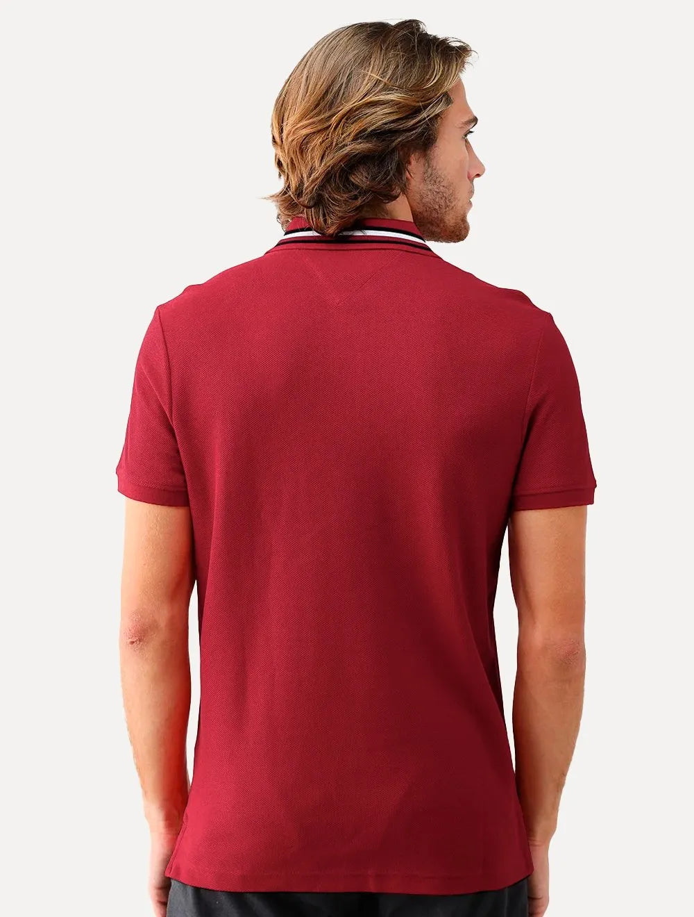 Polo Tommy Hilfiger Masculina Regular Fit Collar Vermelho