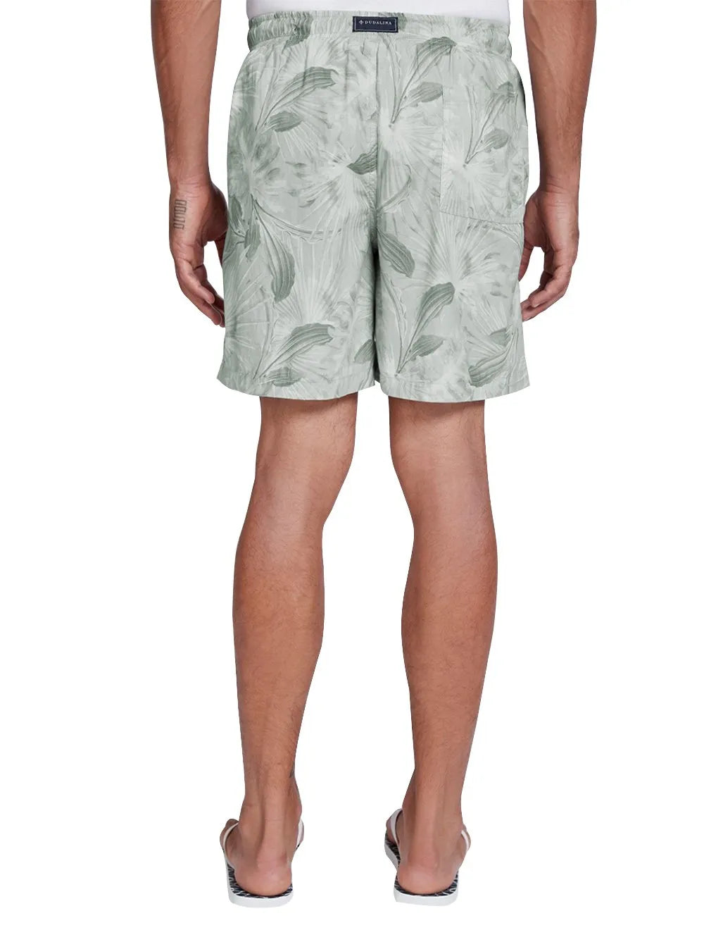 Short Dudalina Masculino D'Água Floral Cinza Claro