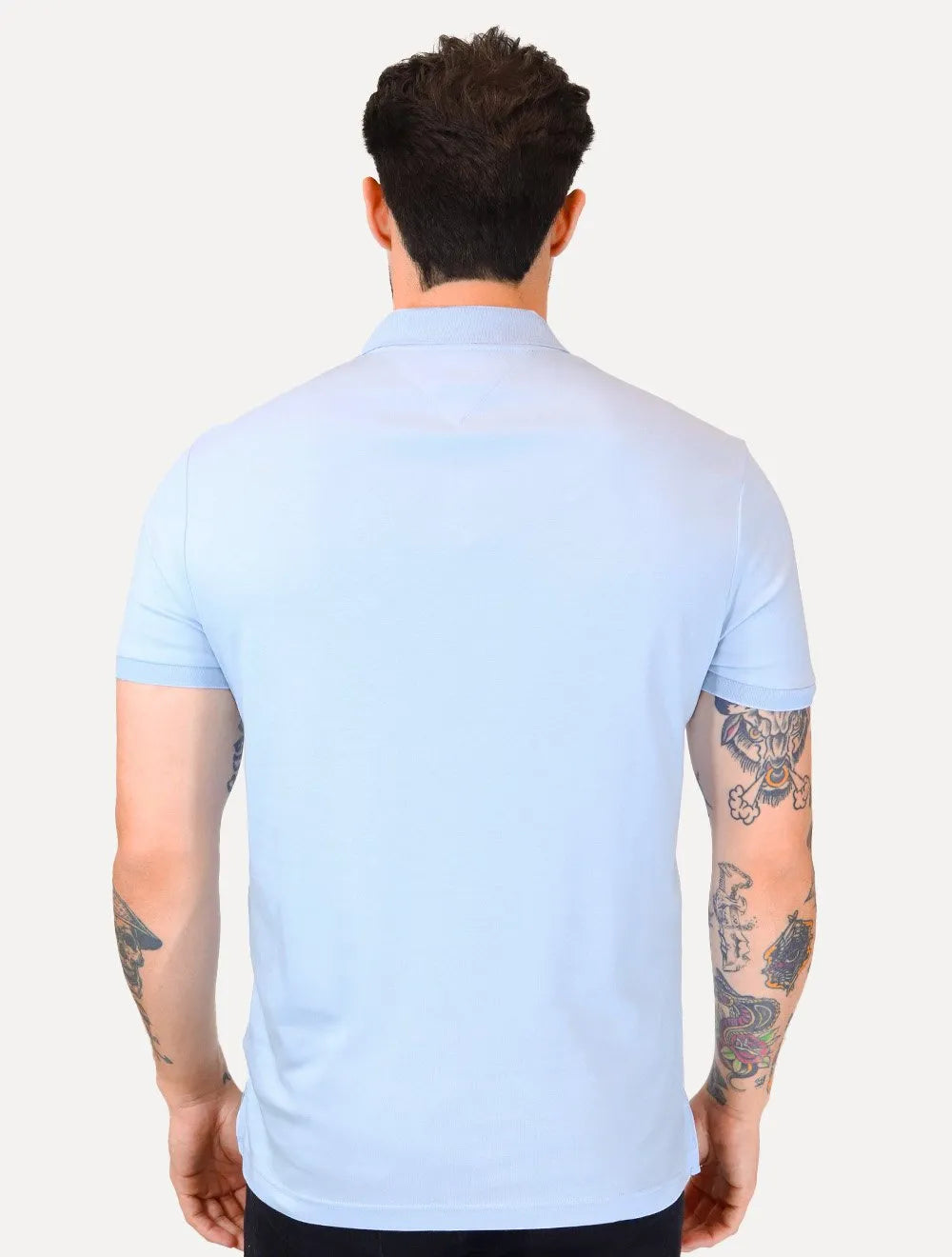 Polo Tommy Hilfiger Masculina Malha Liquid Cotton Seasonal Azul Caribe