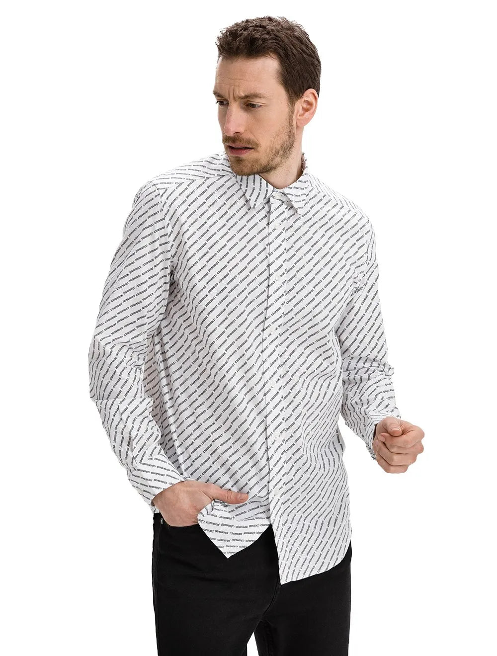 Camisa Diesel Masculina S-Riley-KA-B Logo Branca