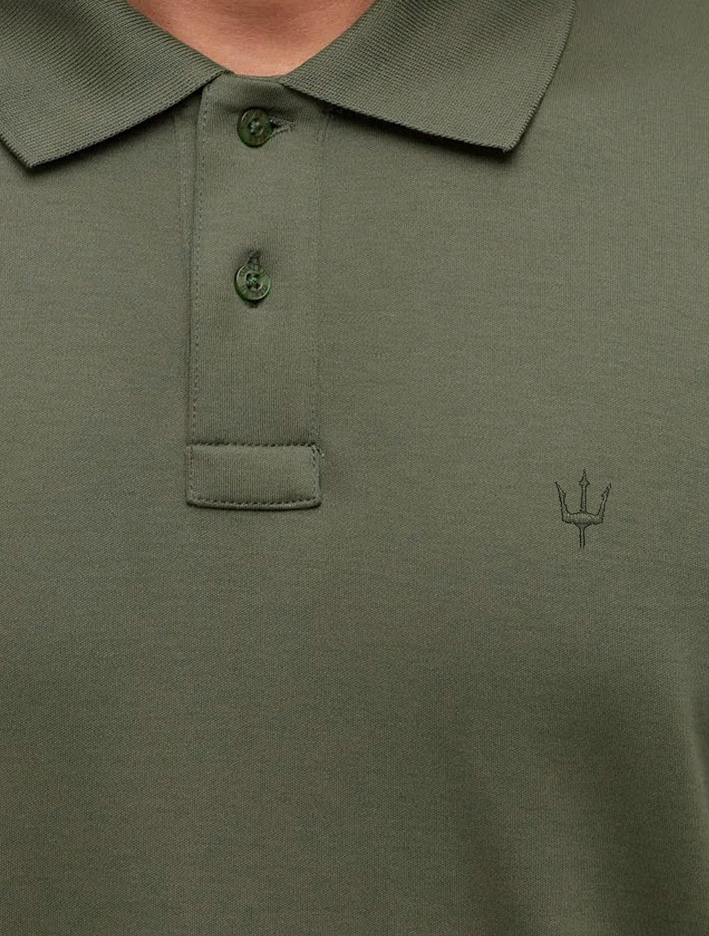 Polo Osklen Masculina Comfort Tridente Pure Touch Mono Logo Verde Militar