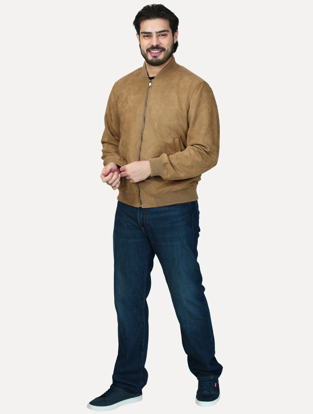 Jaqueta Dixen Masculina Bomber Suede Marrom