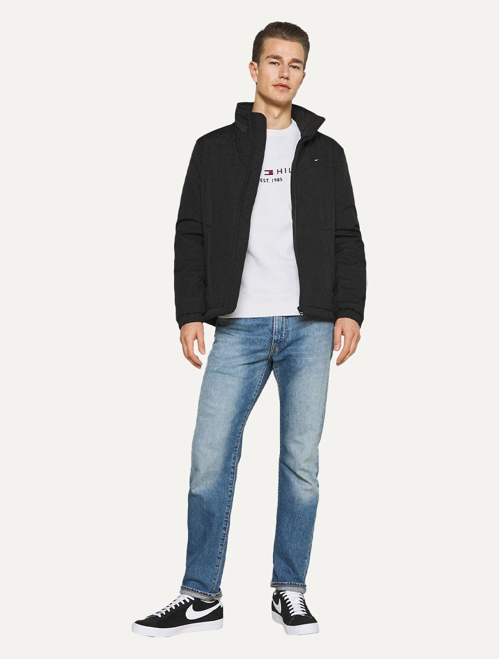 Moletom Tommy Hilfiger Masculino Fleece Logo Crewneck Branco