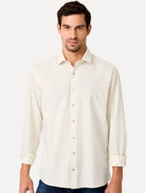 Camisa Dudalina Masculina Slim Slub Cotton Flame Lisa Off White