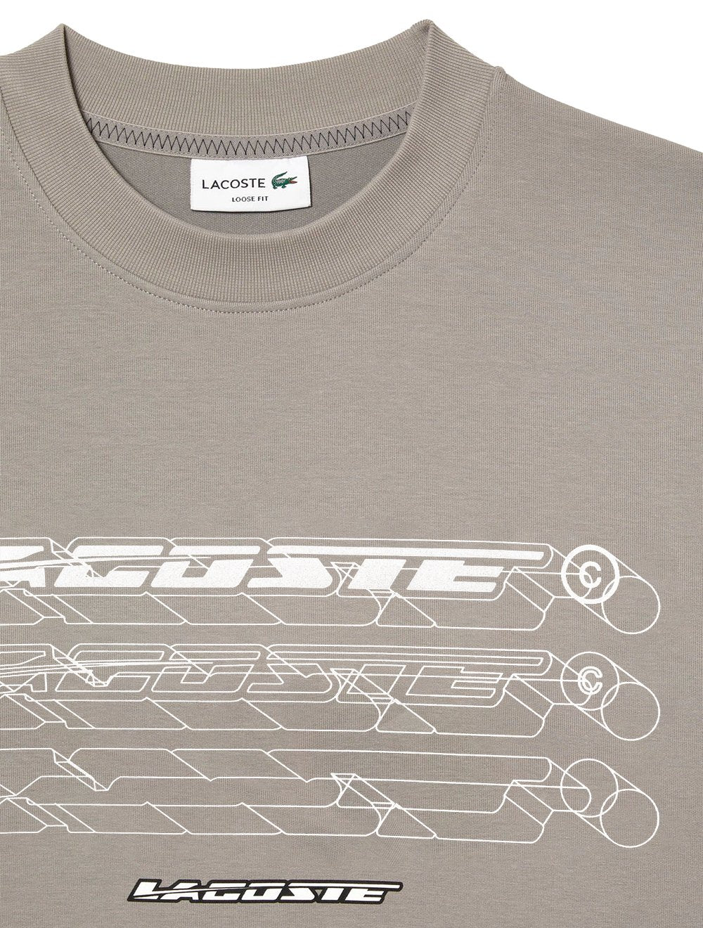 Moletom Lacoste Masculino Crewneck Loose Branded Cinza Claro