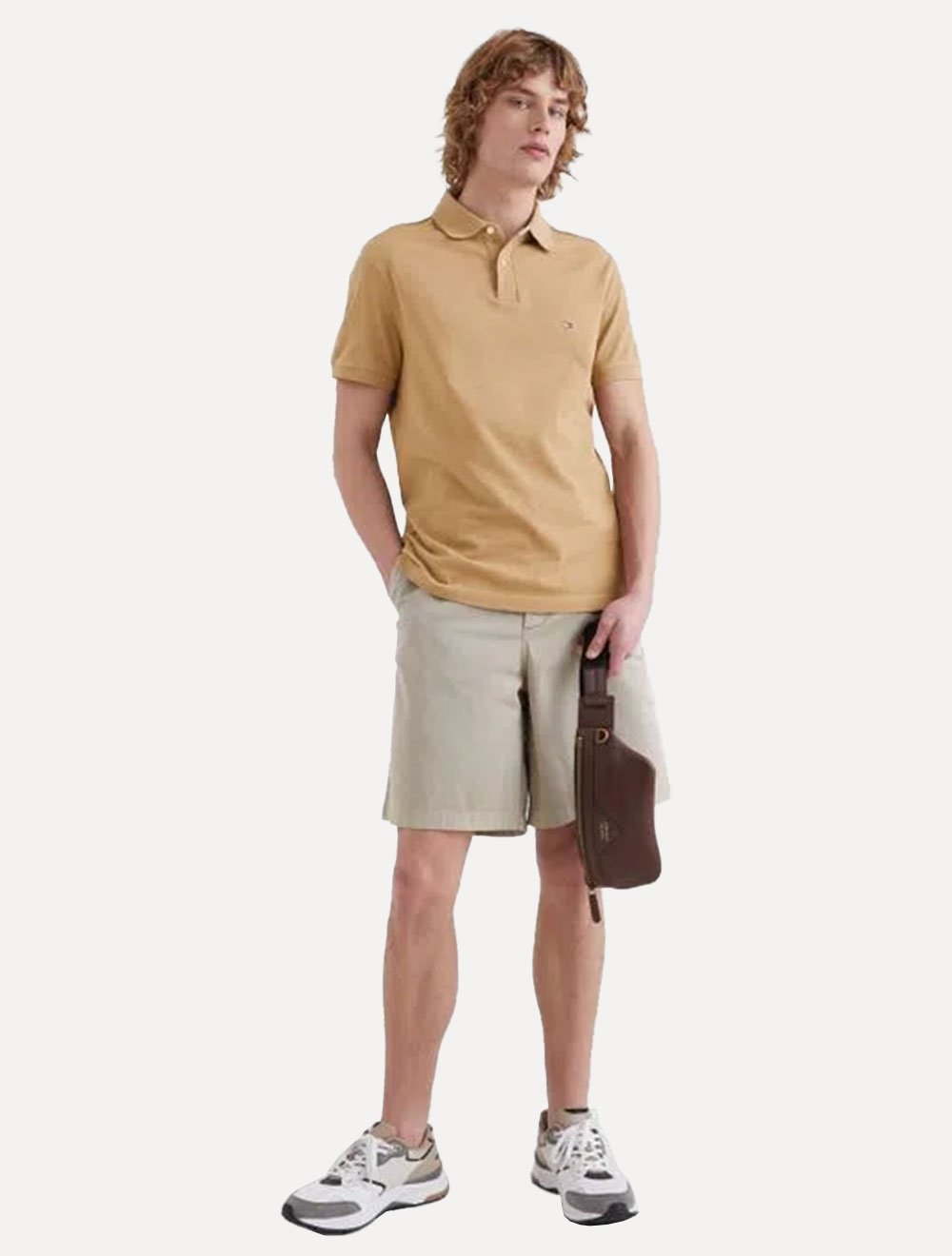 Polo Tommy Hilfiger Masculina Regular Piquet 1985 Cáqui