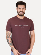 Camiseta Tommy Hilfiger Masculina Core Logo Tee Bordô