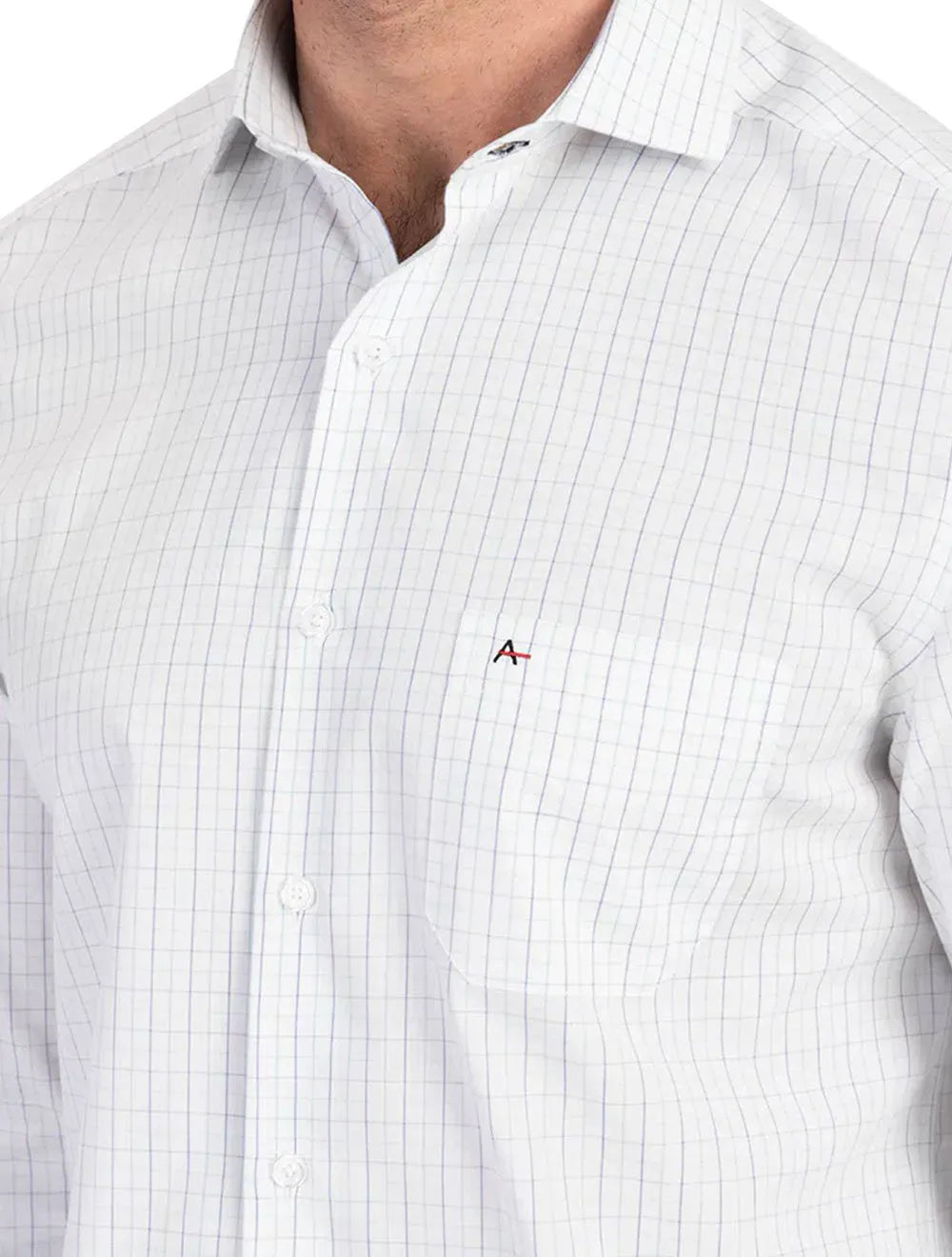 Camisa Aramis Masculina Regular Tricoline Micro Plaid Xadrez Azul Cáqui Branca