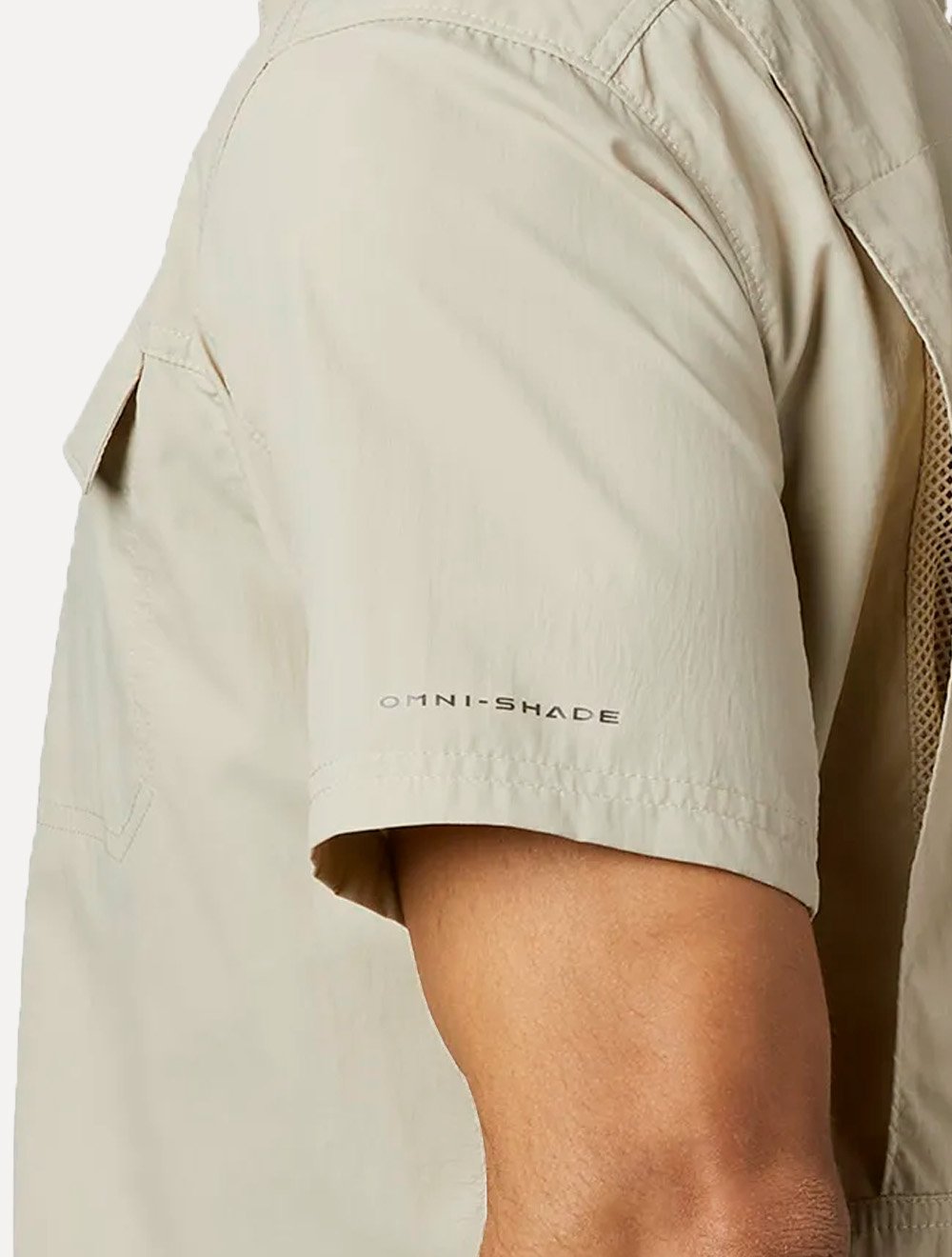 Camisa Columbia Masculina Manga Curta Silver Ridge Pockets Cáqui Claro