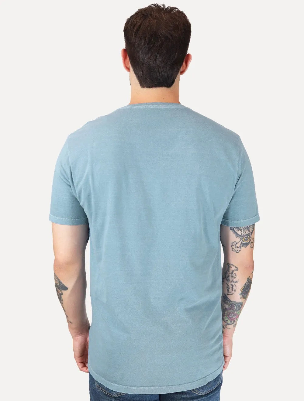 Camiseta Guess Masculina Rubber Est.1981 Stoned Azul Medio