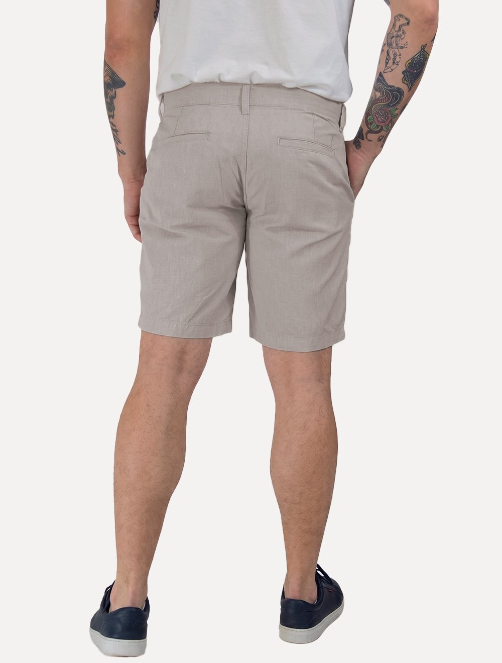 Bermuda Sergio K Masculina Chino Sarja Elastano Cinza