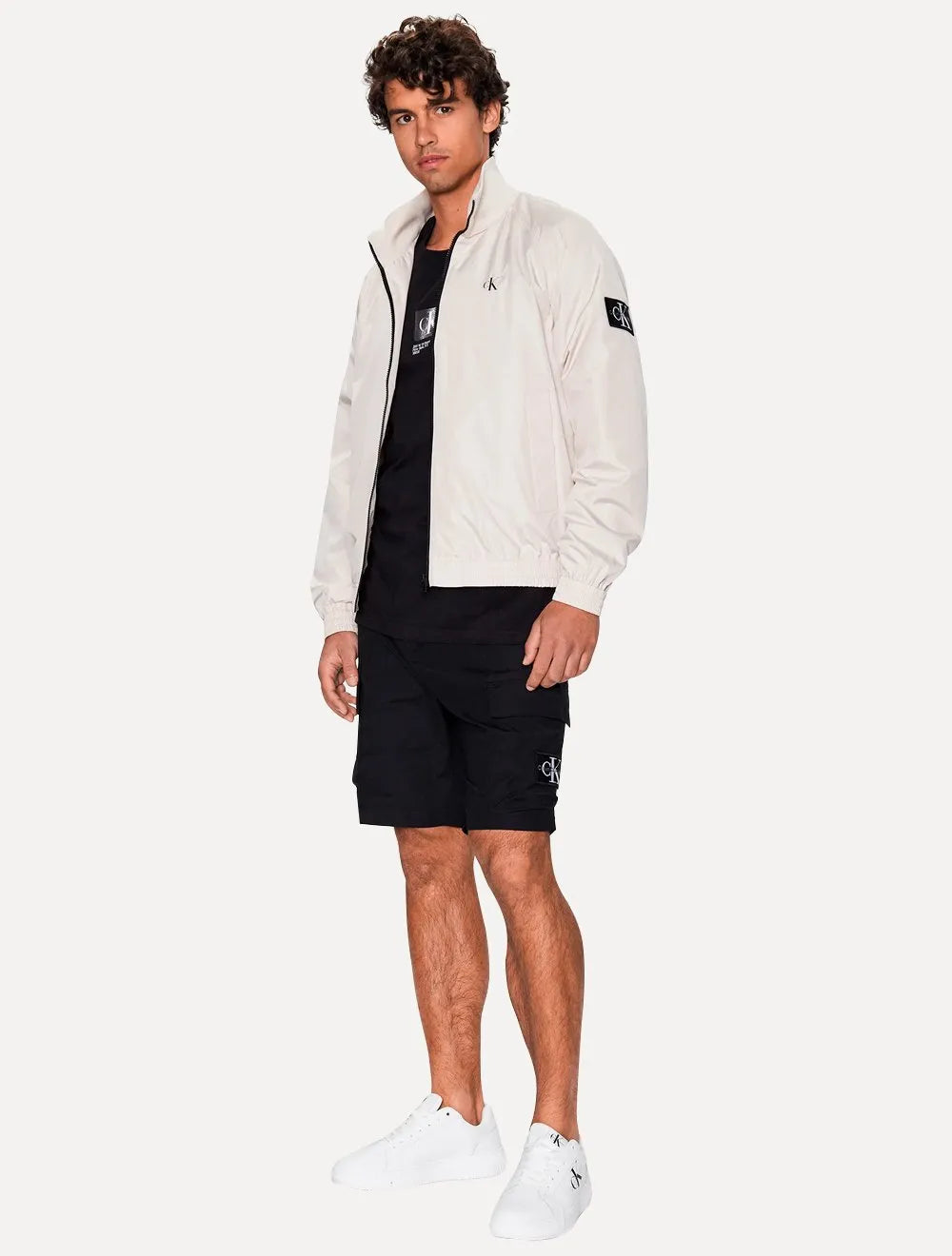 Jaqueta Calvin Klein Jeans Bomber Recycled Polyester Zip Up Off-White