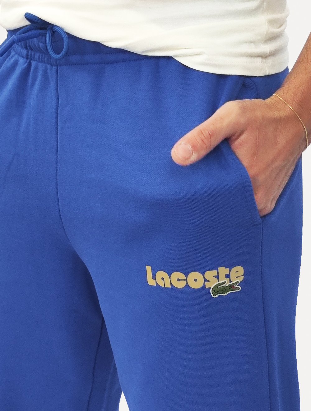 Calça Lacoste Masculina Moletom Jogger Print Logo Azul