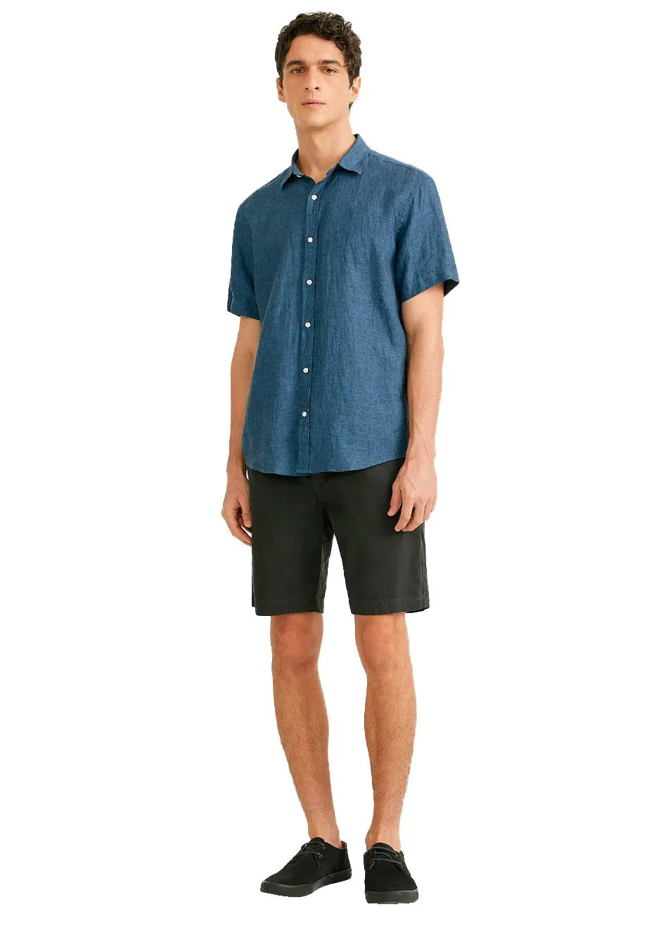 Bermuda Foxton Masculina Chino Casual Off Black Preta