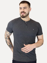 Polo Calvin Klein Masculina Slim Fit Gola Portuguesa Friso Chumbo