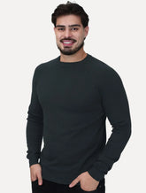 Suéter Dixen Masculina Tricot Manga Longa Raglan Gola Careca Azul Marinho