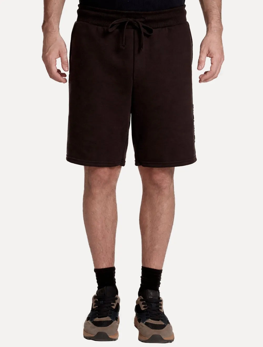 Bermuda John John Masculina Moletom Embossed Logo Marrom Escura