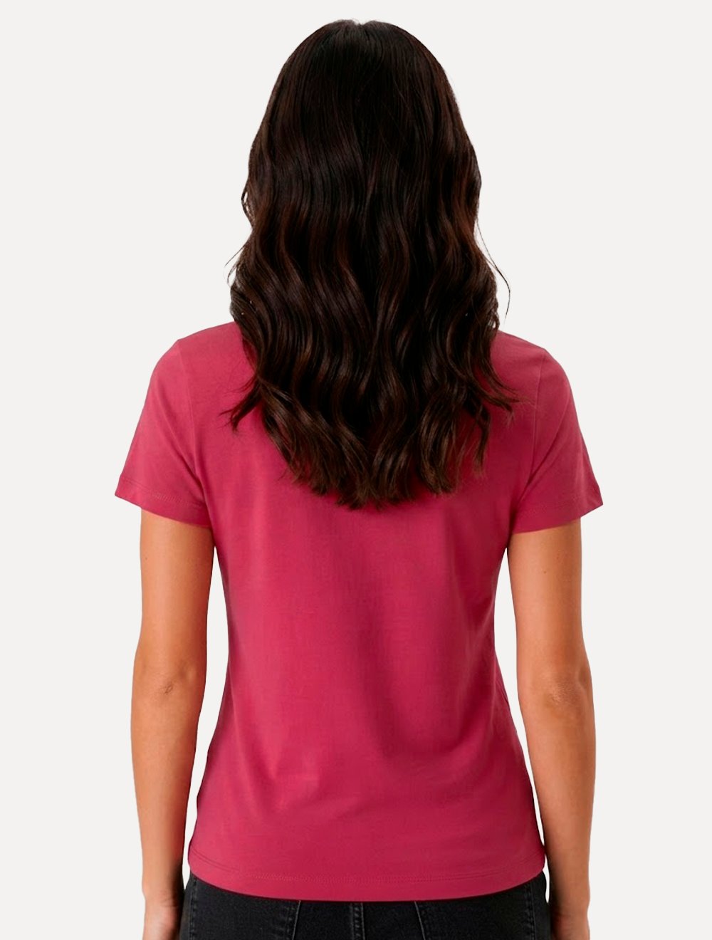 Camiseta Guess Feminina Signature Embroidery Logo Rosa Escuro