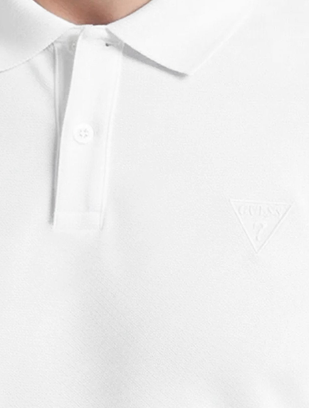 Polo Guess Masculina Piquet Chest Embroidery Logo Branca