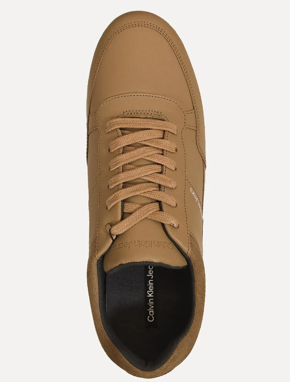 Tênis Calvin Klein Jeans Masculino Couro Sash Logo Basico Marrom Claro